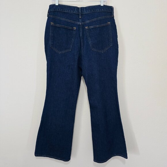 Abercrombie & Fitch High Rise Flare Jeans 32 Blue  Dark Wash NWT - Picture 2 of 7